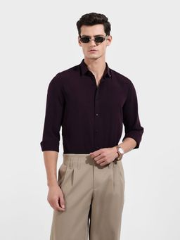 The Indian Garage Co - Men Purple Slim Fit Collar Neck Polyester Shirt