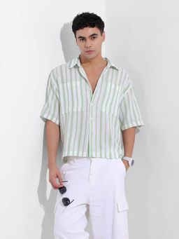 The Indian Garage Co - Men Green Boxy Fit Collar Neck Polyester Shirt