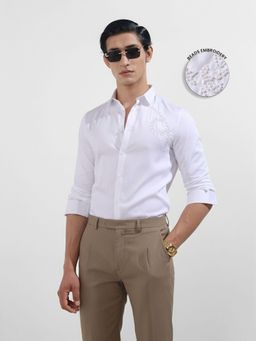 The Indian Garage Co - Men White Slim Fit Collar Neck Cotton Shirt