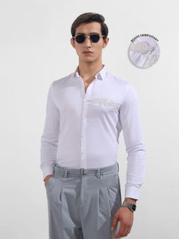 The Indian Garage Co - Men White Slim Fit Collar Neck Cotton Shirt
