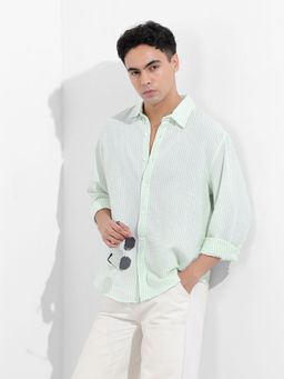 The Indian Garage Co - Men Blue Relaxed Fit Collar Neck Polyester Shirt