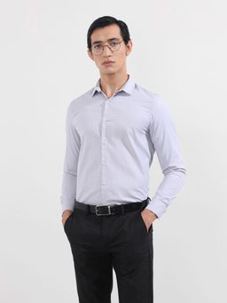 The Indian Garage Co - Men Grey Slim Fit Collar Neck Cotton Blend Shirt