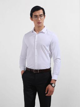 The Indian Garage Co - Men White Slim Fit Collar Neck Cotton Blend Shirt