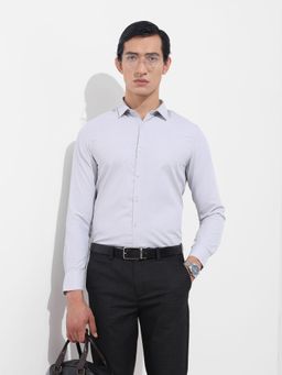The Indian Garage Co - Men Grey Slim Fit Collar Neck Cotton Blend Shirt