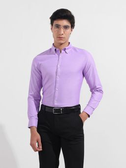 The Indian Garage Co - Men Purple Slim Fit Collar Neck Cotton Blend Shirt