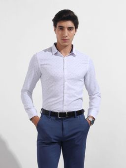 The Indian Garage Co - Men White Slim Fit Collar Neck Cotton Blend Shirt