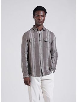 The Indian Garage Co - Men Green Slim Fit Collar Neck Cotton Shirt