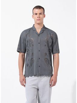 The Indian Garage Co - Men Grey Relaxed Fit Collar Neck Polyester Shirt