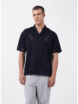 The Indian Garage Co - Men Blue Relaxed Fit Collar Neck Polyester Shirt