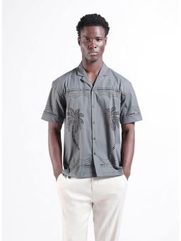 The Indian Garage Co - Men Grey Relaxed Fit Collar Neck Polyester Shirt