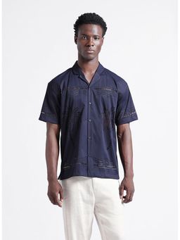 The Indian Garage Co - Men Blue Relaxed Fit Collar Neck Polyester Shirt