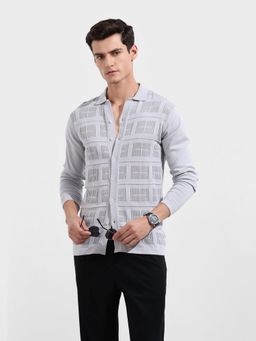 The Indian Garage Co - Men Grey Slim Fit Collar Neck Cotton Shirt
