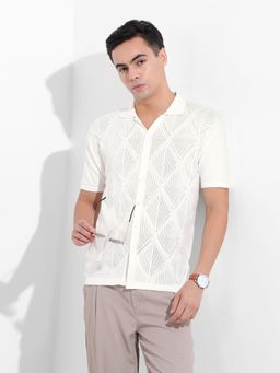 The Indian Garage Co - Men White Slim Fit Collar Neck Cotton Shirt