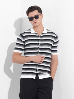 The Indian Garage Co - Men Grey Slim Fit Collar Neck Cotton Shirt