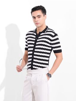 The Indian Garage Co - Men Black Slim Fit Collar Neck Cotton Shirt