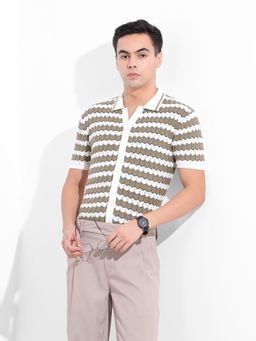 The Indian Garage Co - Men Beige Slim Fit Collar Neck Cotton Shirt