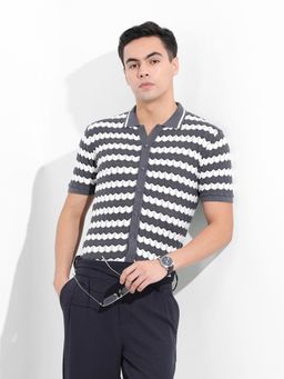 The Indian Garage Co - Men Grey Slim Fit Collar Neck Cotton Shirt