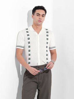 The Indian Garage Co - Men White Slim Fit Collar Neck Cotton Shirt