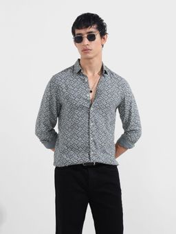 The Indian Garage Co - Men Green Regular Fit Collar Neck Rayon Shirt