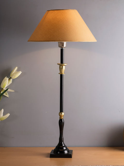 Buy Homesake Black Candlestick Table Lamp Golden Cone Online