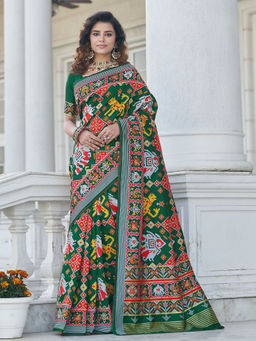 Odette - Festive Designer Green Saree with Unstitched Blouse