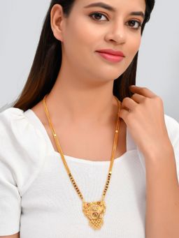 Silvermerc Designs - Tarika Black Beads Gold Plated Mangalsutra