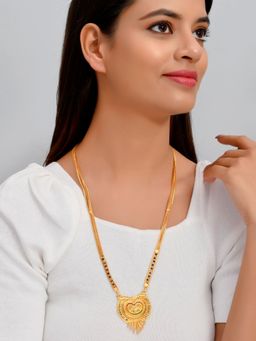 Silvermerc Designs - Ahana Black Beads Gold Plated Mangalsutra