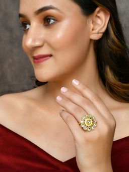 Silvermerc Designs - Floral Kundan Ring