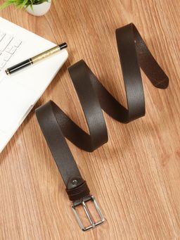 Teakwood - Mens Brown Pebble Grain Texture Genuine Leather Belt