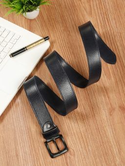 Teakwood - Mens Navy Blue Pebble Grain Texture Genuine Leather Belt