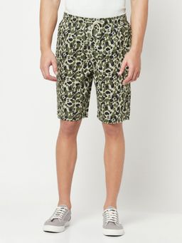 CRIMSOUNE CLUB - Men's Olive Printed Lounge Shorts