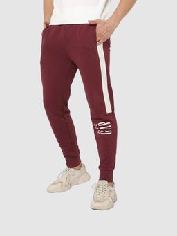 GAP - Men Maroon Mid-Rise Color-Block Joggers