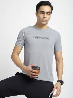 R&B - Men Grey Activewear T-Shirt