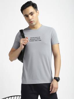 R&B - Men Grey Activewear T-Shirt