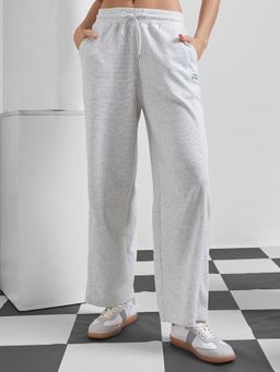 TOKYO TALKIES - Women Grey Solid Elasticated Waist Poly Cotton Track pant