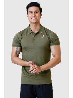 FUAARK - Men Slim Fit Olive Polo T-Shirt