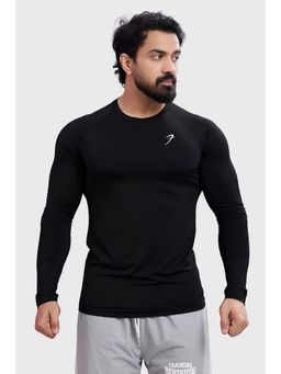 FUAARK - Men Bare Nylon Slim Fit Full Sleeve Stretch Black T-Shirt