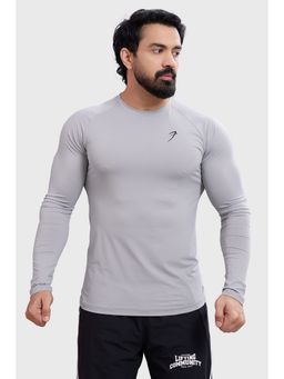FUAARK - Men Bare Nylon Slim Fit Full Sleeve Stretch Grey T-Shirt