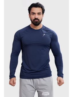 FUAARK - Men Bare Nylon Slim Fit Full Sleeve Stretch Navy Blue T-Shirt