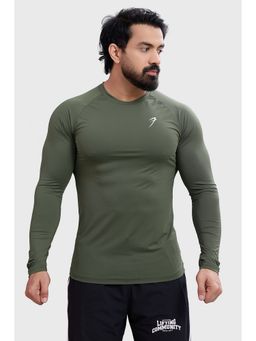 FUAARK - Men Bare Nylon Slim Fit Full Sleeve Stretch Olive T-Shirt