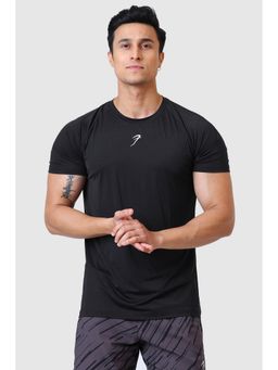 FUAARK - Men Bare Nylon Solid Slim Fit Stretch Black T-Shirt
