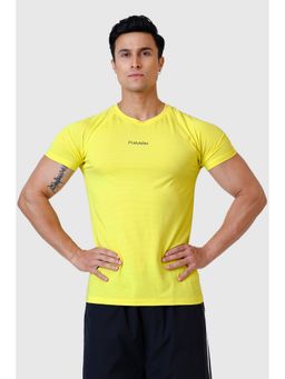 FUAARK - Men Solid Crew Neck Slim Fit Yellow T-Shirt