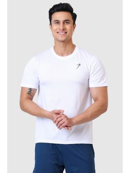 FUAARK - Men Solid Crew Neck Slim Fit White T-Shirt
