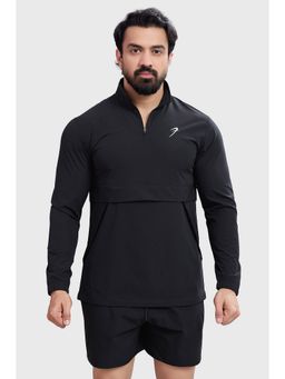 FUAARK - Men Thread High Neck Pullover Black T-Shirt