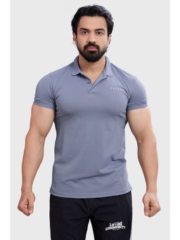 FUAARK - Men Wave Slim Fit Checkered Grey Polo T-Shirt