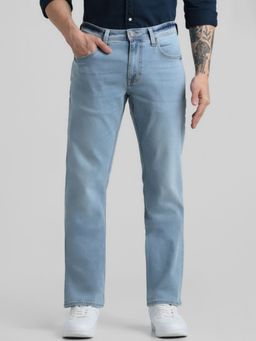 Jack & Jones - Blue Clark Regular Fit Mid Rise Stretch Jeans