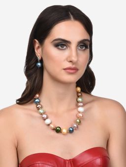 Zaveri Pearls - Multicolor Beaded Contemporary Necklace & Earring Set-ZPFK14228