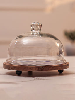 IREKA HOMES - Acacia Wood Cake Dome with Enamel