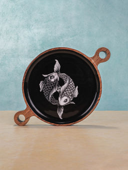 IREKA HOMES - Acacia Wood Server with Enamel