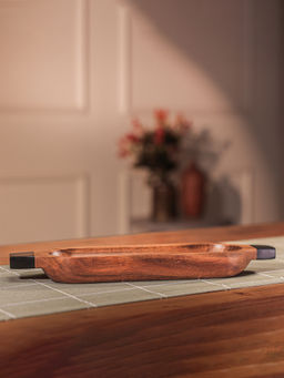 IREKA HOMES - Acacia Wood Server with Two Handles